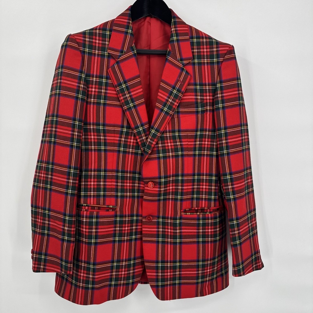 Vintage Pure Wool Mens Sports Coat Red Tartan Size 38 UK‎ The Tartan Gift Shop